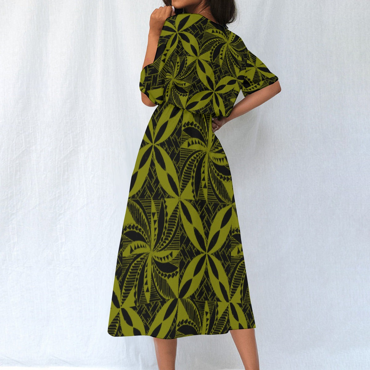 Tapa Knee Length Dress Green