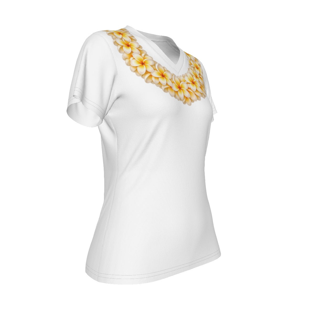 Yellow Plumeria Lei Tee White
