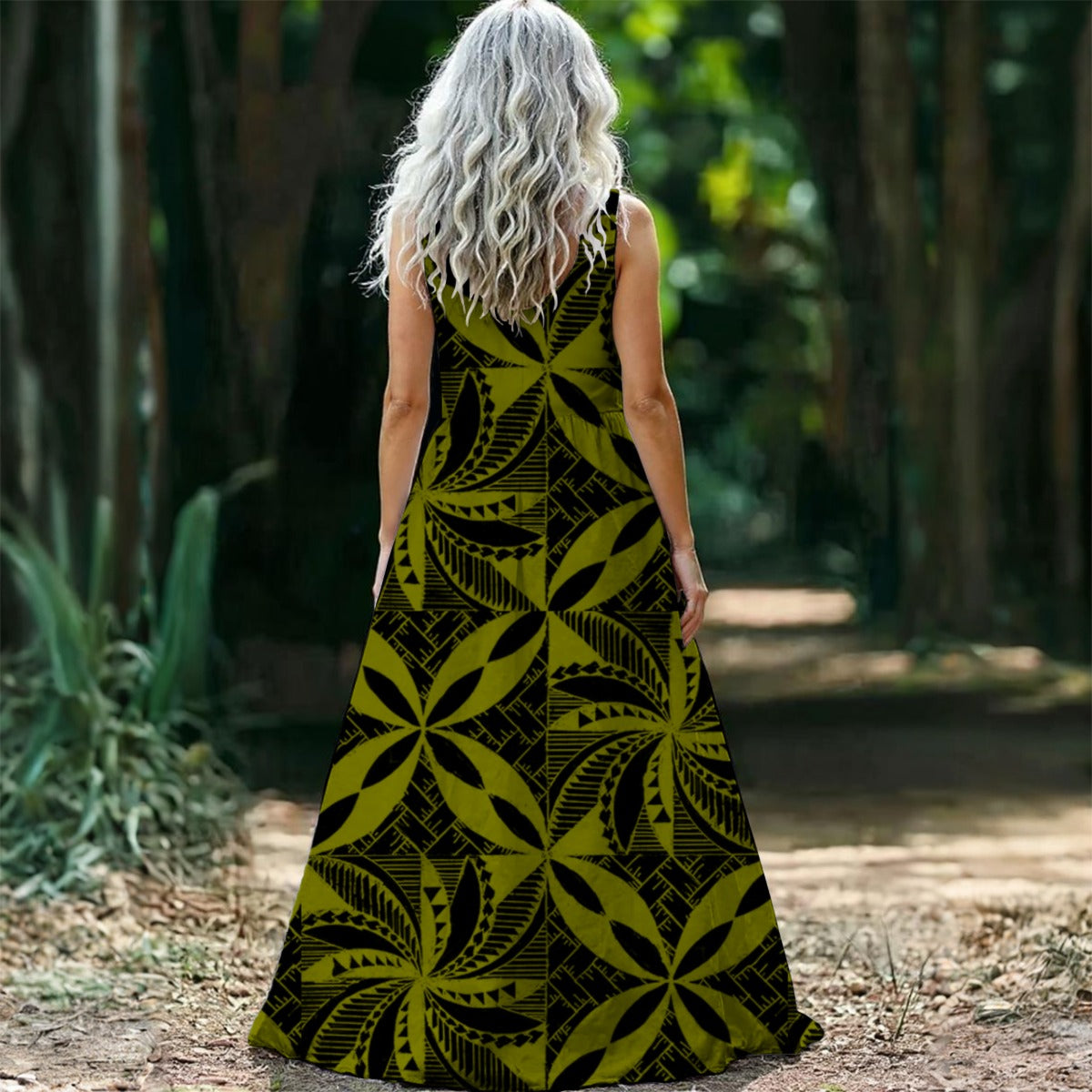Tapa Long Sleeveless Maxi Dress Green