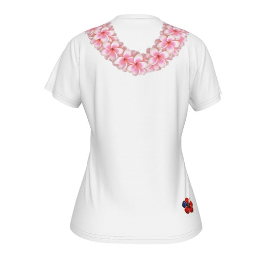 Pink Plumeria Lei Tee White