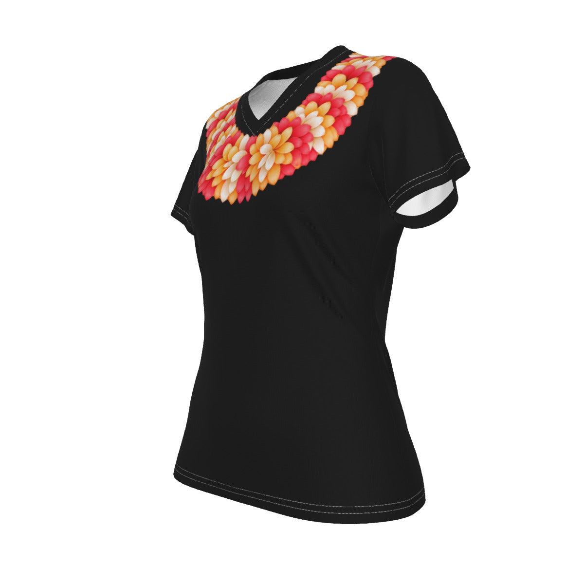 Sunset Carnation Lei Tee Black