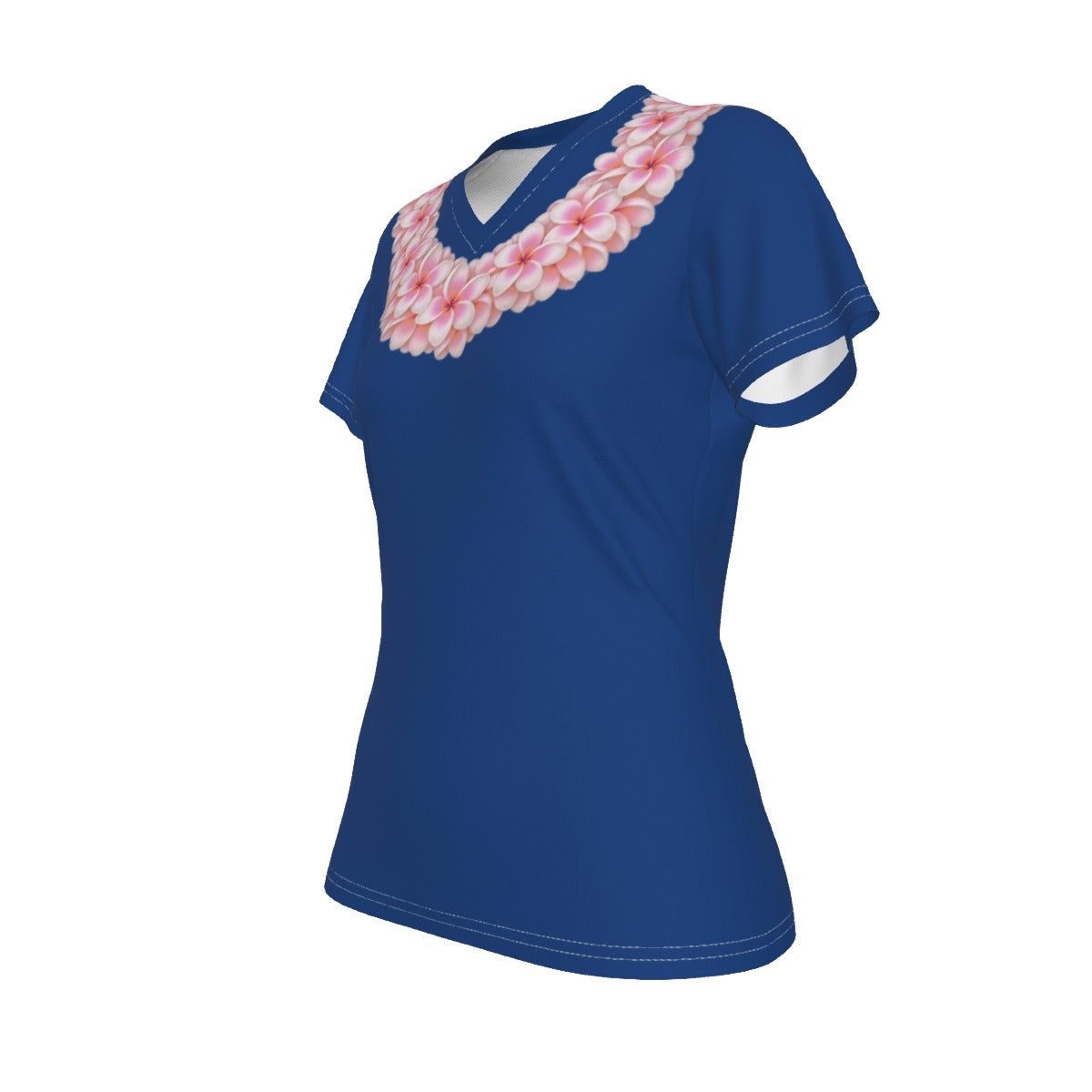 Pink Plumeria Lei Tee Blue