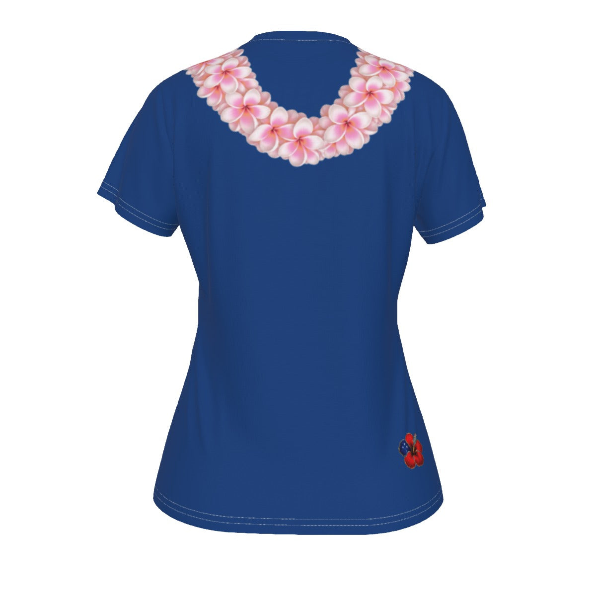Pink Plumeria Lei Tee Blue