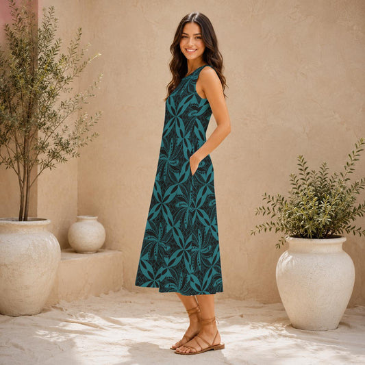 Tapa Dress Sleeveless with Pocket Blue